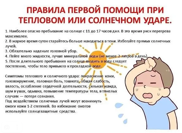 Правила оказания первой помощи при тепловом и солнечном ударе Жара продолжается..