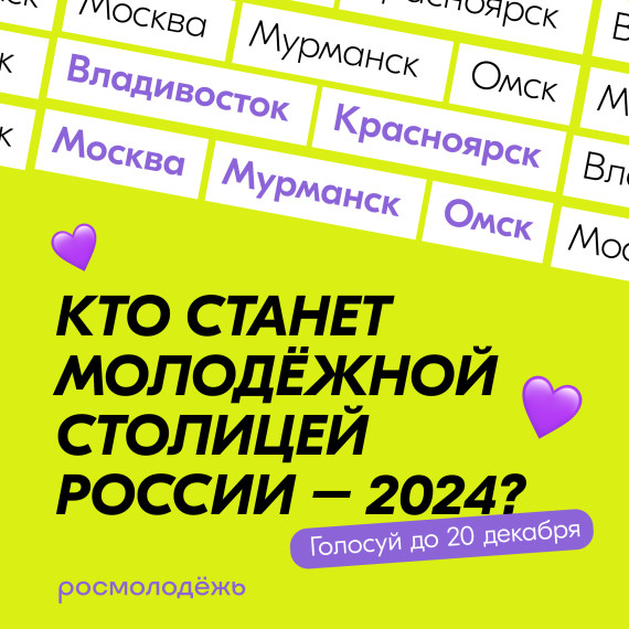 Голосование за Молодёжную столицу 2024 года!. Голосование за Молодёжную столицу 2024 года!.